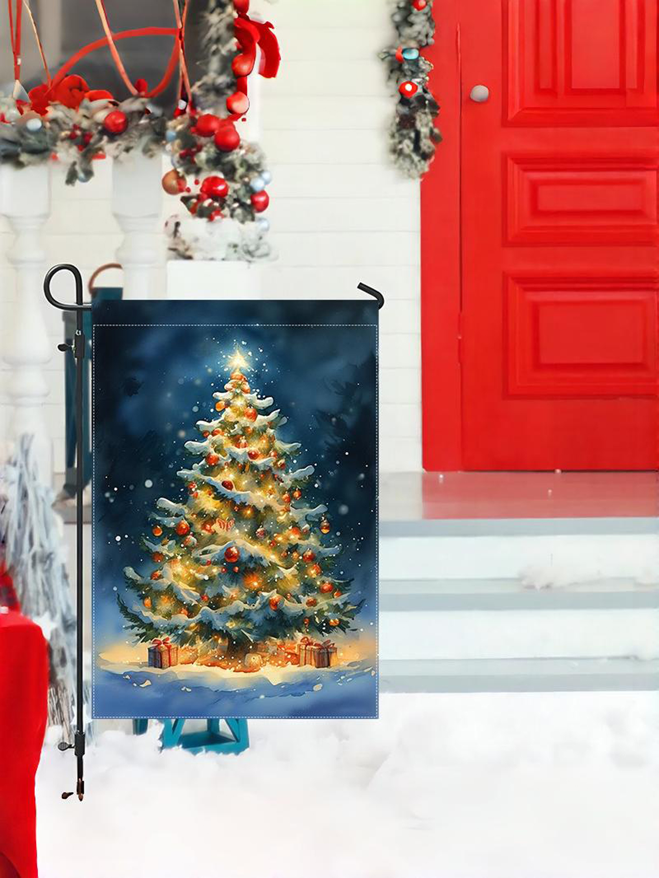 Outdoor Christmas Tree Garden Flag（Not lnclude Flagpole）